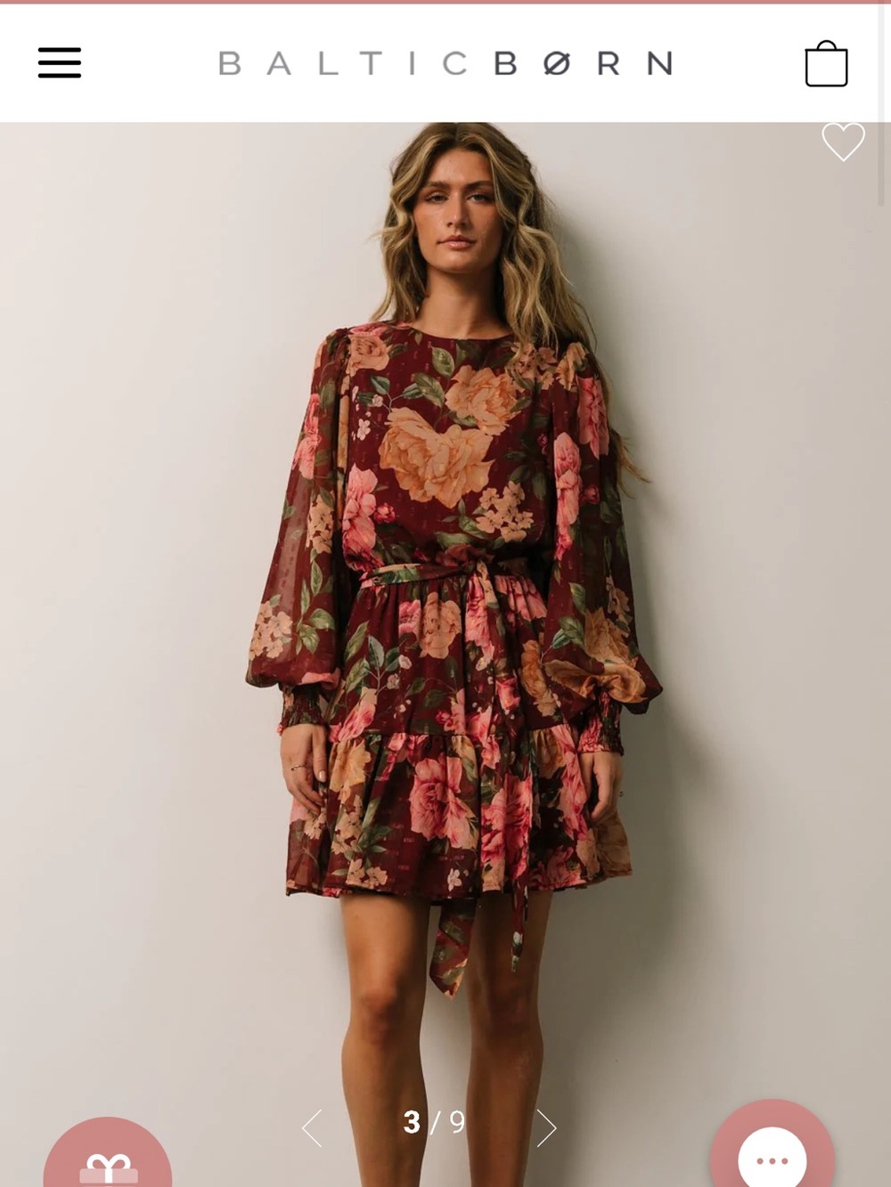 Flying Tomato floral long sleeved mini dress Size 3X (fits like 16-18)